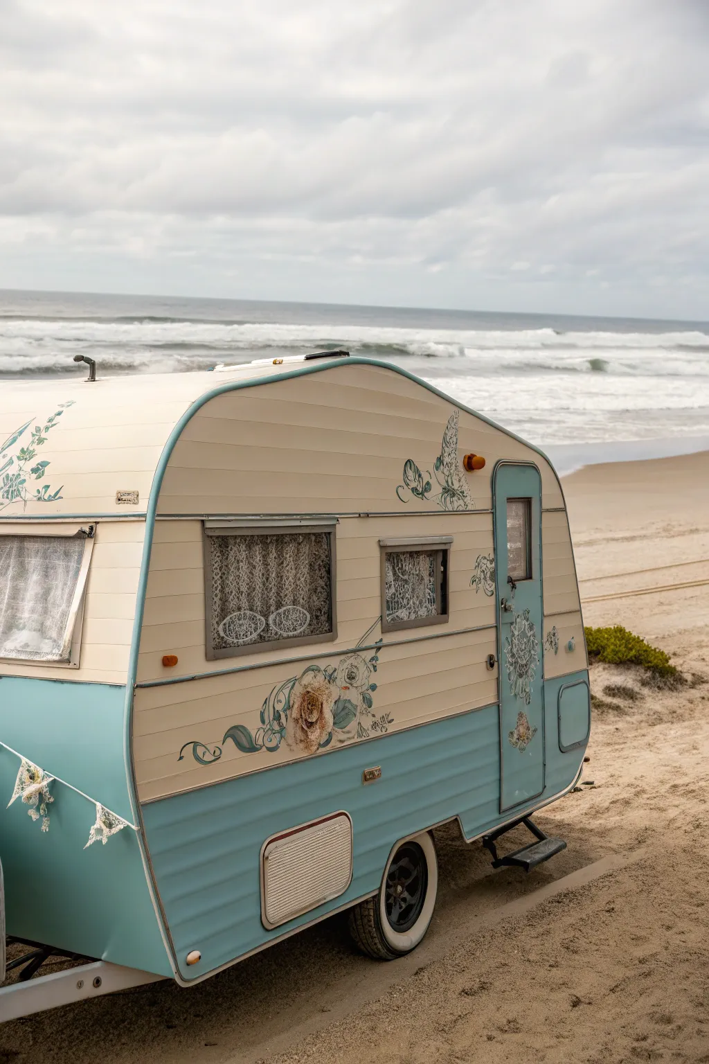 Embrace the coast with this stunning beach-inspired pop-up camper design, where craftsmanship meets tranquility.