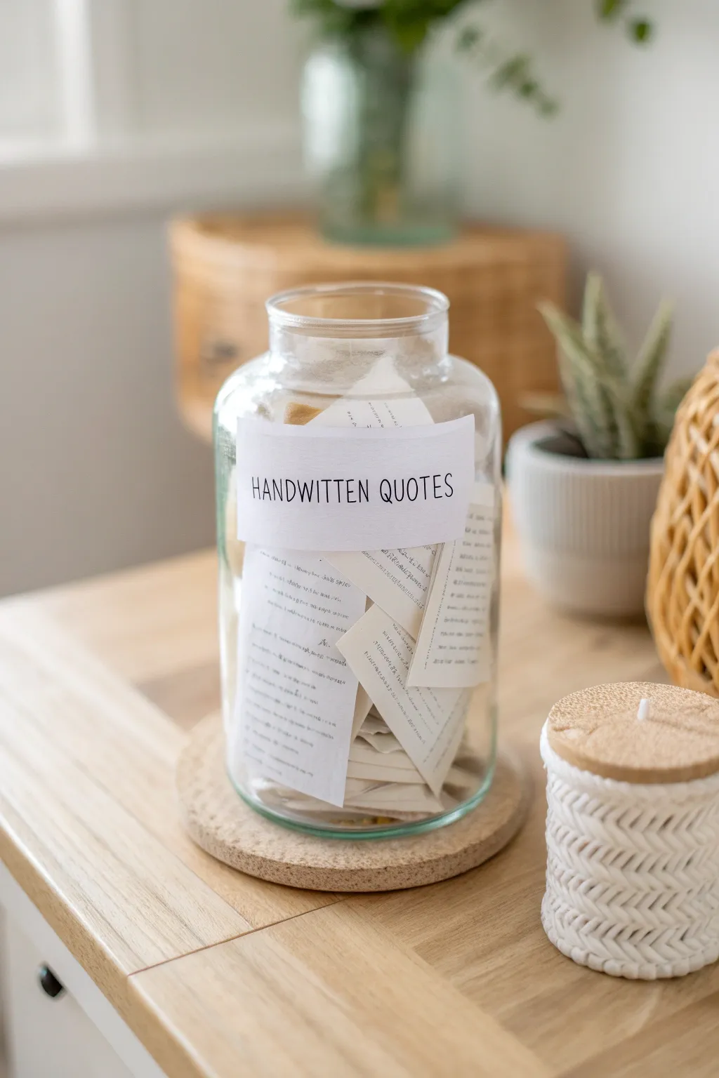 Capture inspiration daily with a Quote Jar filled with wisdom and positivity.