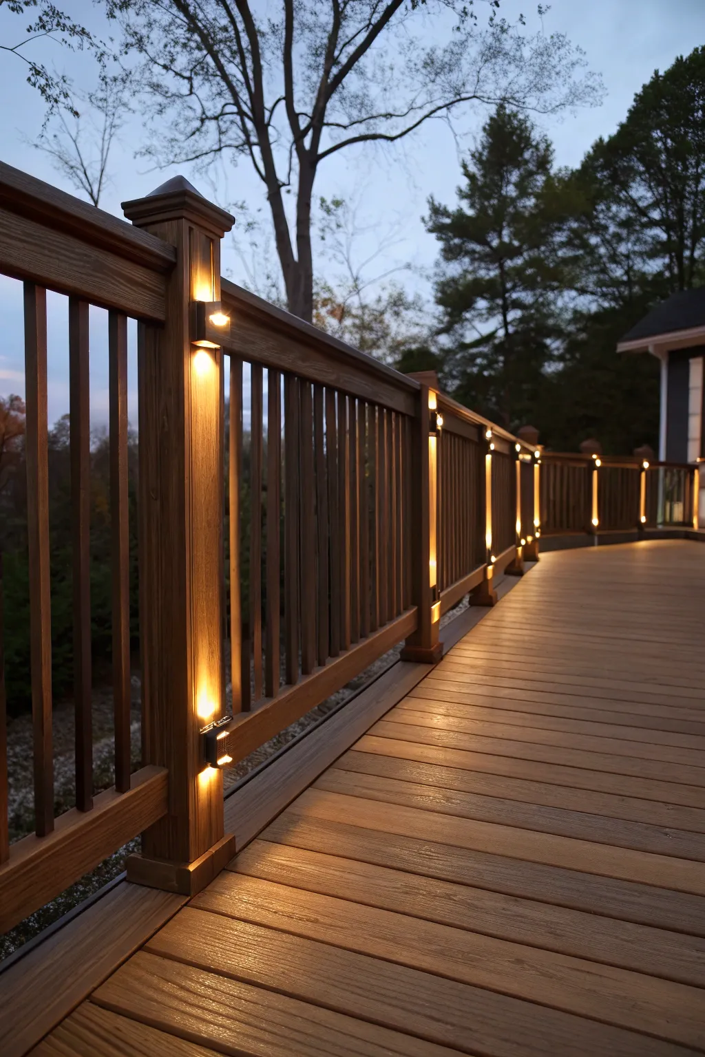 Illuminate your evenings with a touch of craftsmanship: Deck railings with integrated LED lighting.
