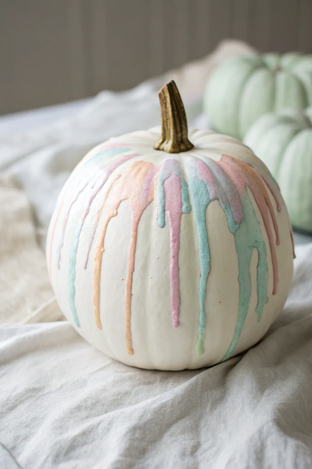 Embrace the charm of Drip Art Pumpkins - where simplicity meets artistry in serene pastel hues.