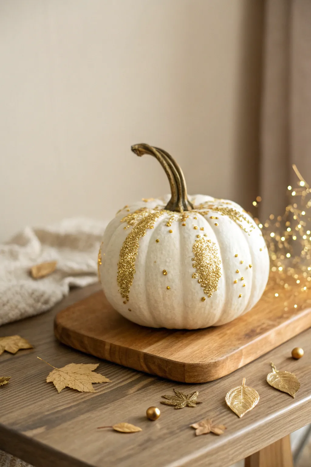 Add a touch of sparkle to your autumn decor with this chic glitter pumpkin.