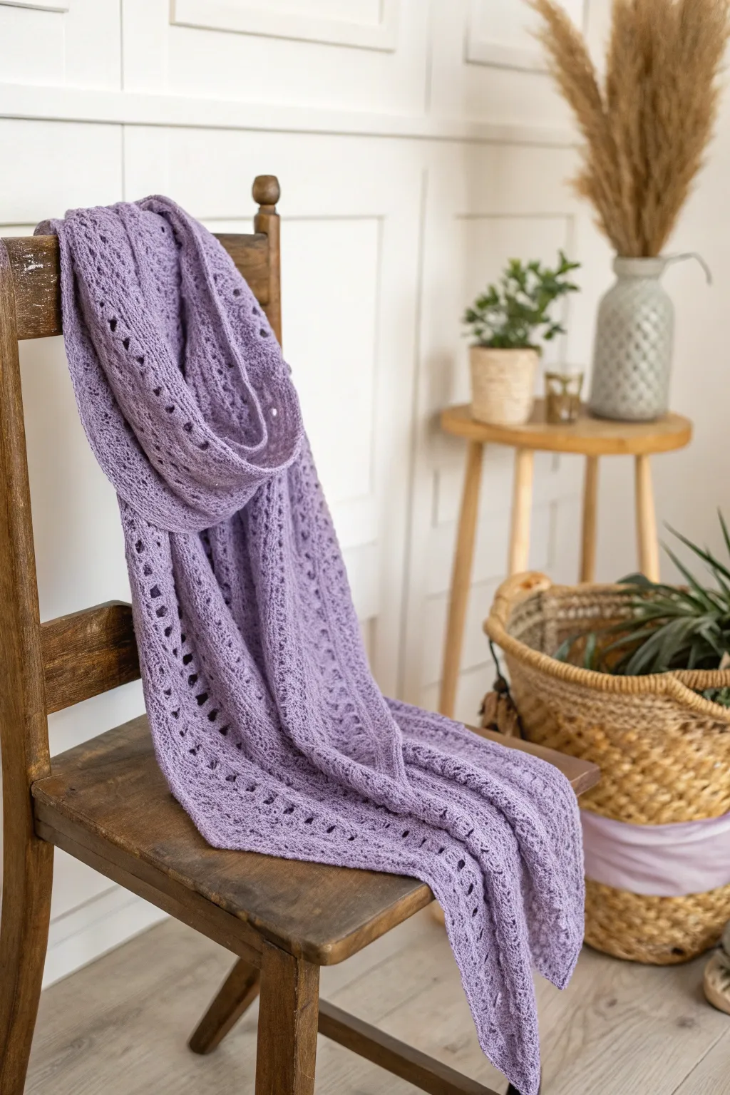 Wrap yourself in the warmth and elegance of a lilac infinity scarf, where craftsmanship meets cozy chic.