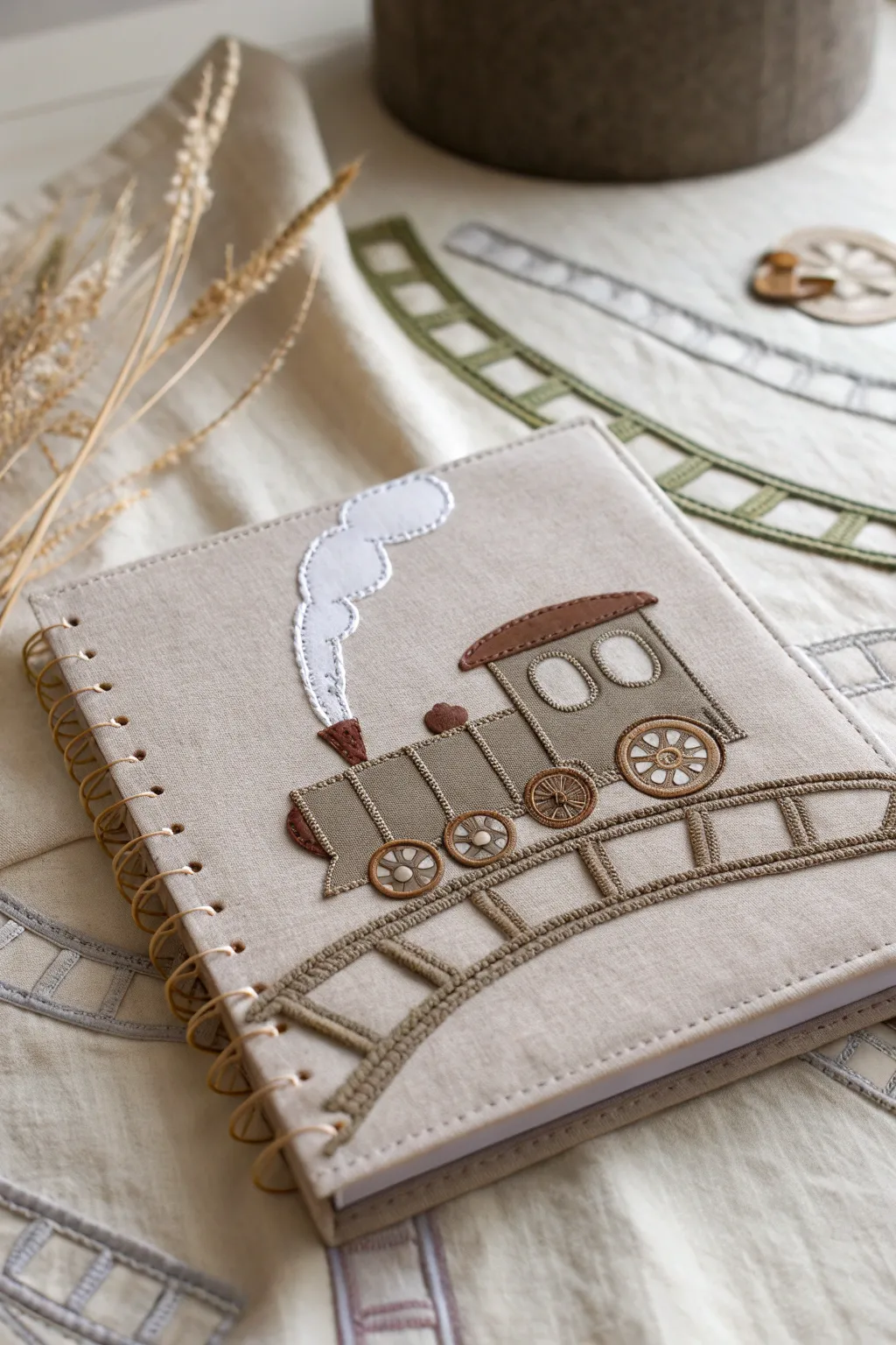Embark on a serene journey with this handcrafted transport-themed quiet book page, where minimalist design meets imaginative play.