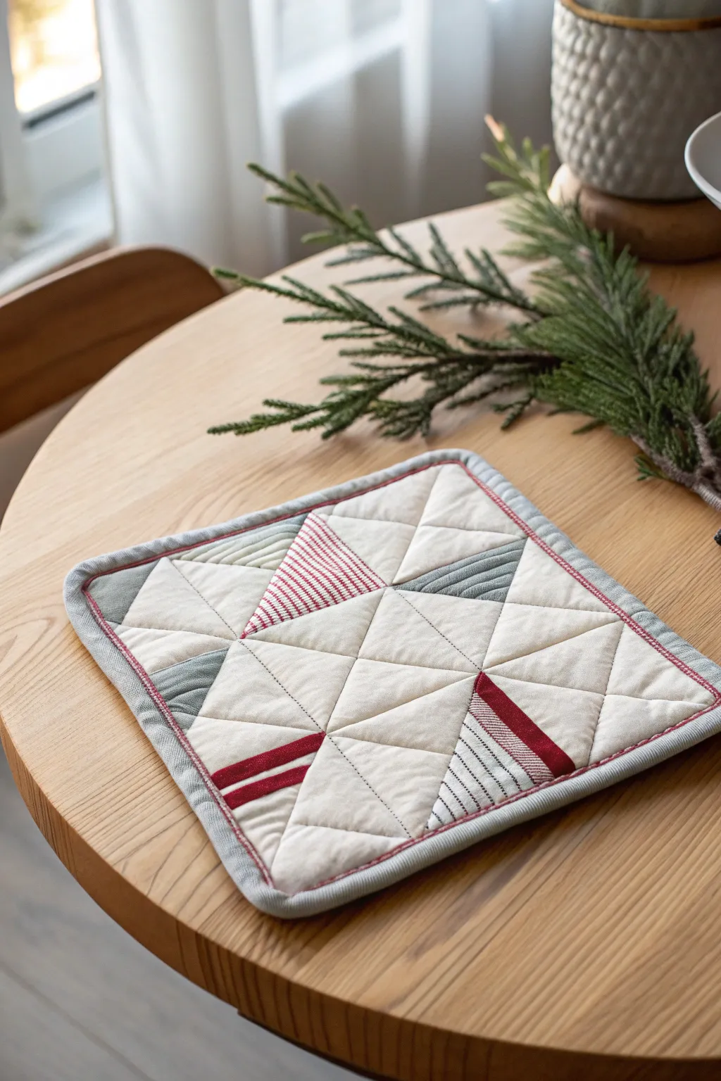 Elevate your holiday kitchen with the simple elegance of quilted hot pads.