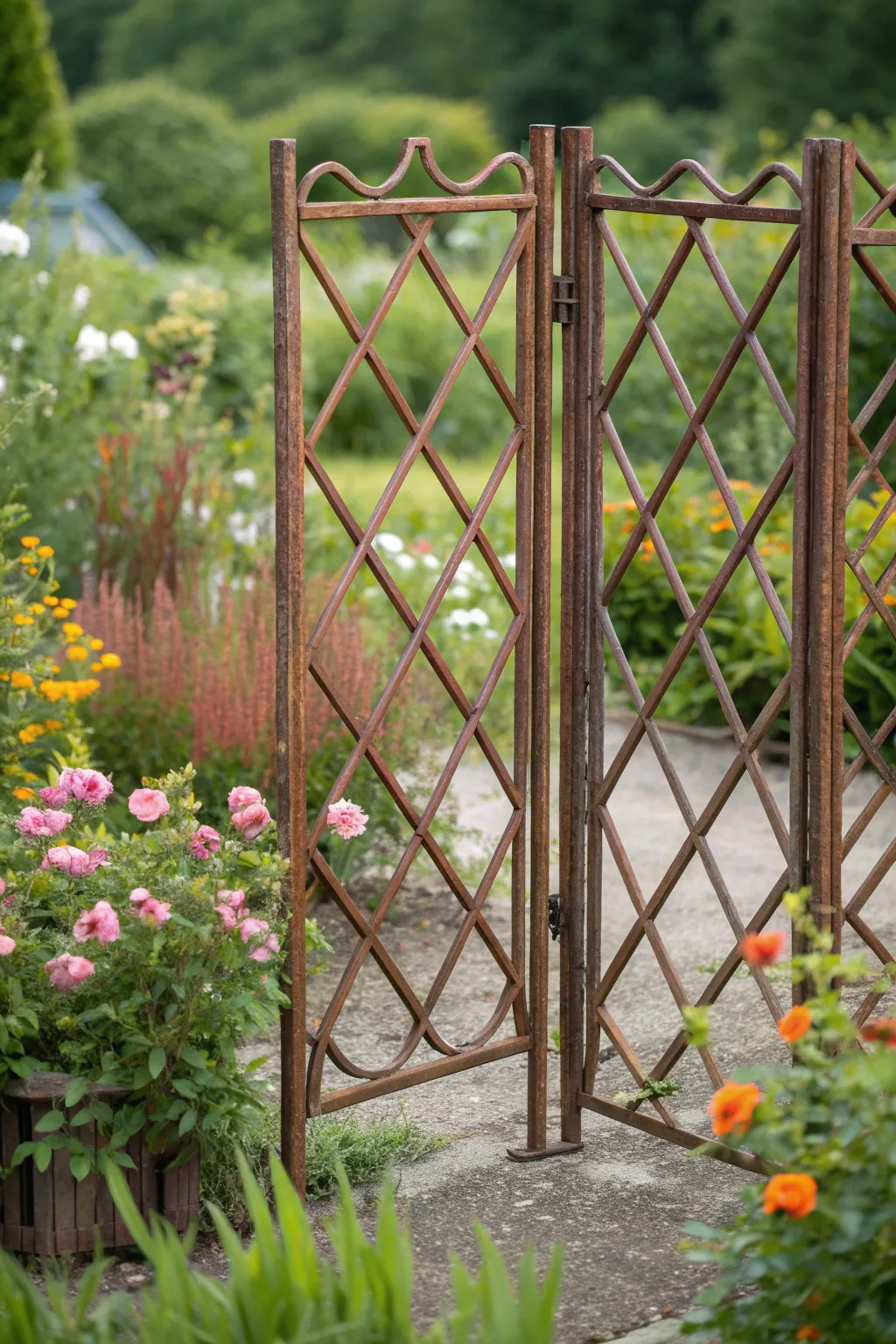 Discover the beauty of craftsmanship with a folding rebar trellis, where flexibility meets function.