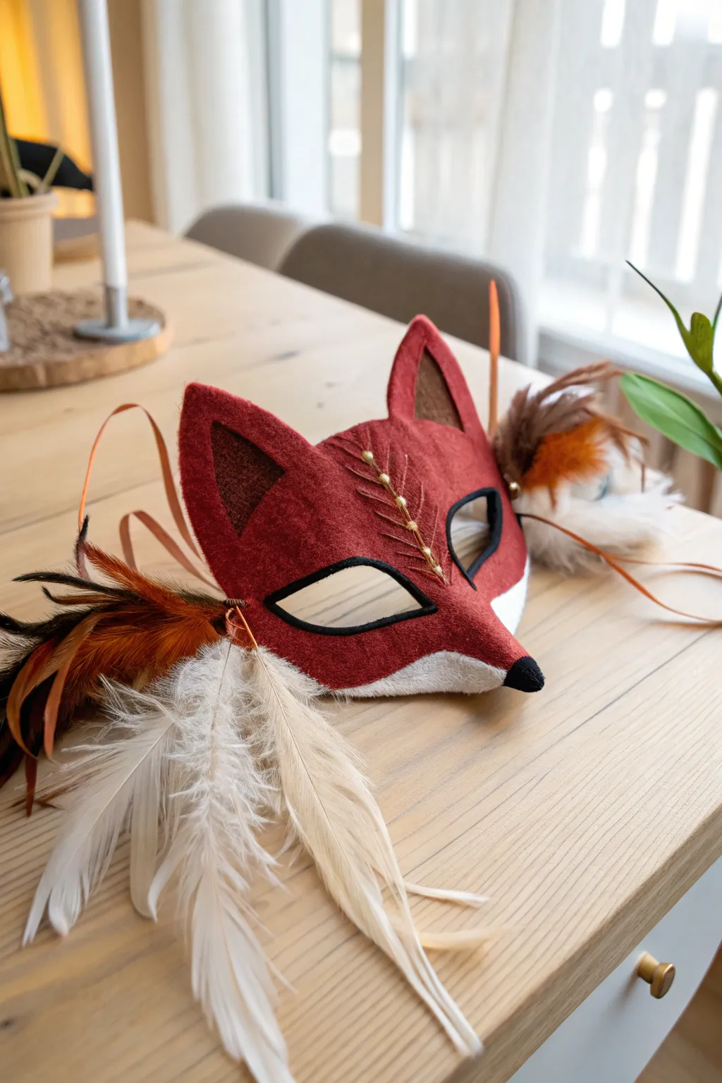Unleash your creativity with this stunning DIY red fox mask, where simplicity meets artistry.