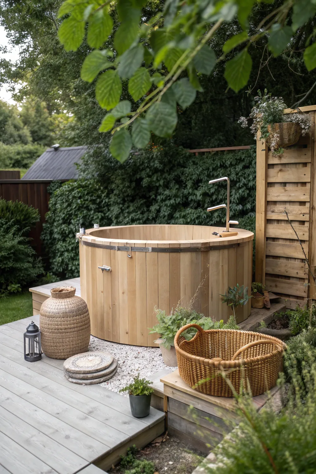 Transform your space with elegance and sustainability: repurpose your hot tub into a stunning compost bin!