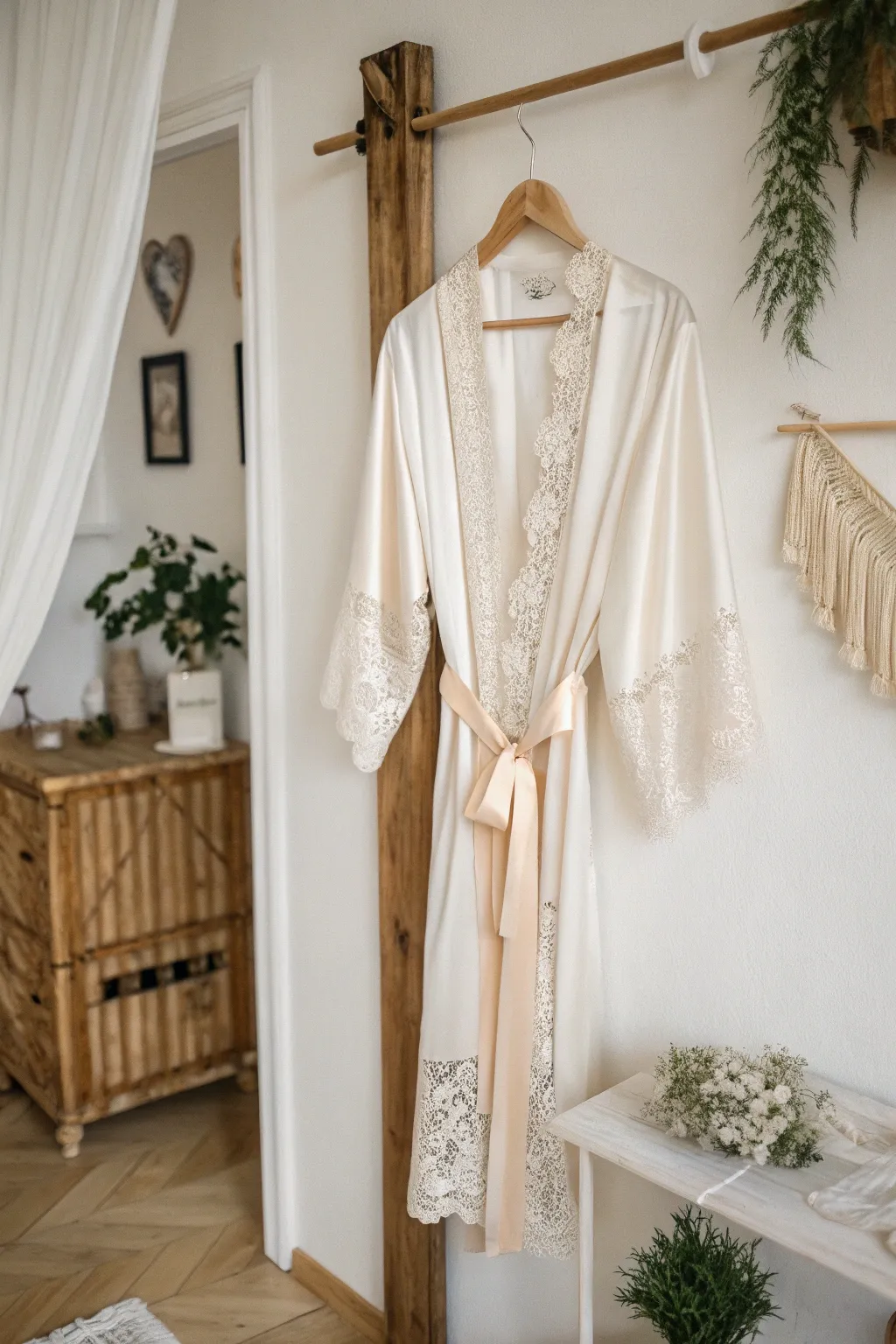 Wrap yourself in cherished memories with this beautiful bridal robe crafted from your wedding dress fabric.