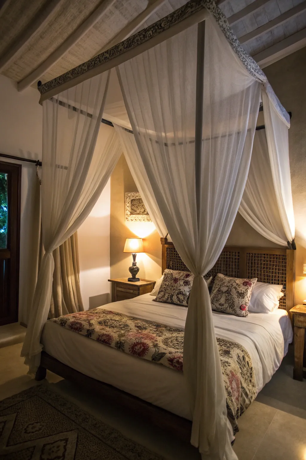A canopy adds a dreamy, romantic feel to the bedroom.