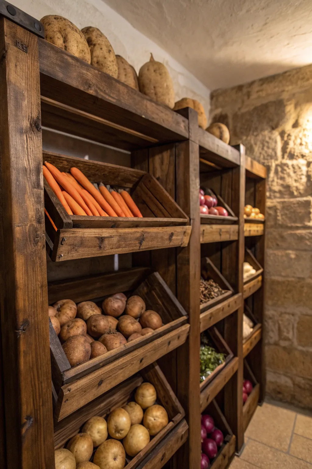 Transform your basement into a root cellar masterpiece with handcrafted elegance.