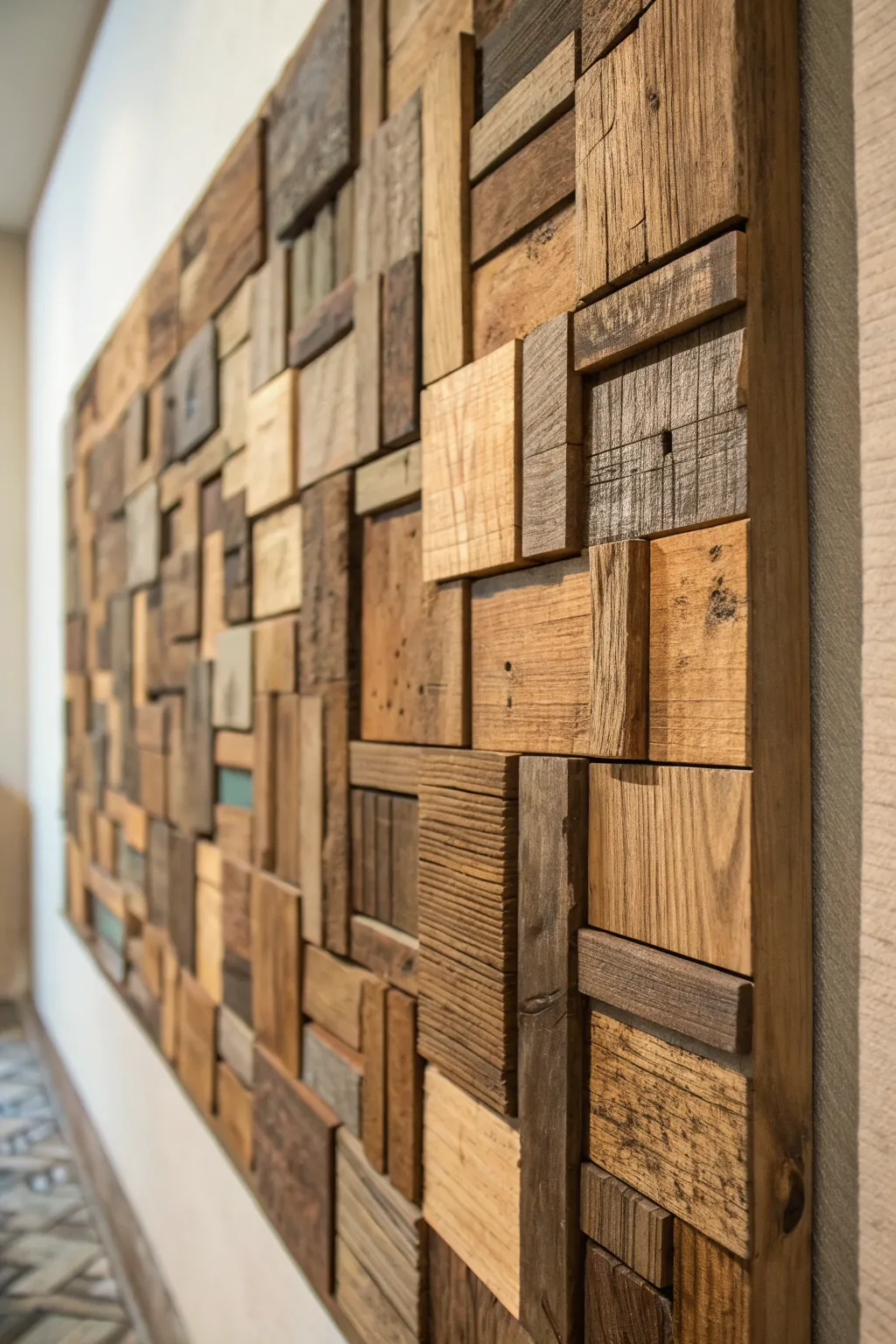 Embrace the beauty of craftsmanship with this rustic pallet wood collage, where every piece tells a story.