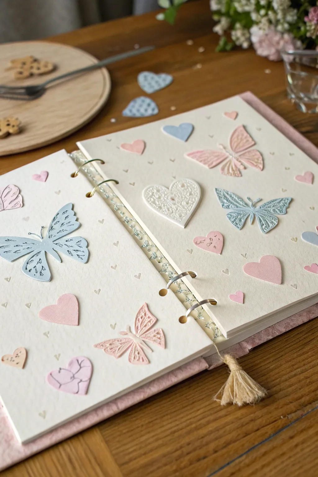 Discover the magic of whimsy with this beautifully crafted scrapbook page. Perfect for capturing cherished memories with a touch of playful elegance.