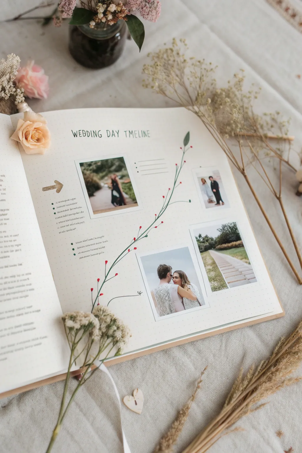 Capture your special day with a timeless wedding timeline scrapbook.