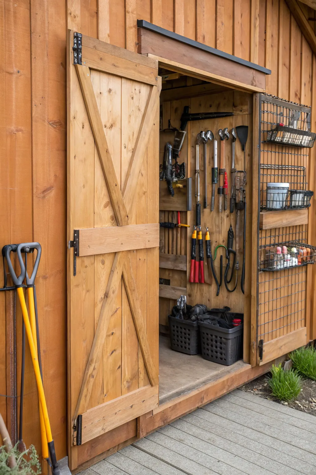 Maximize your shed space with stylish tool hangers – where craftsmanship meets functionality.