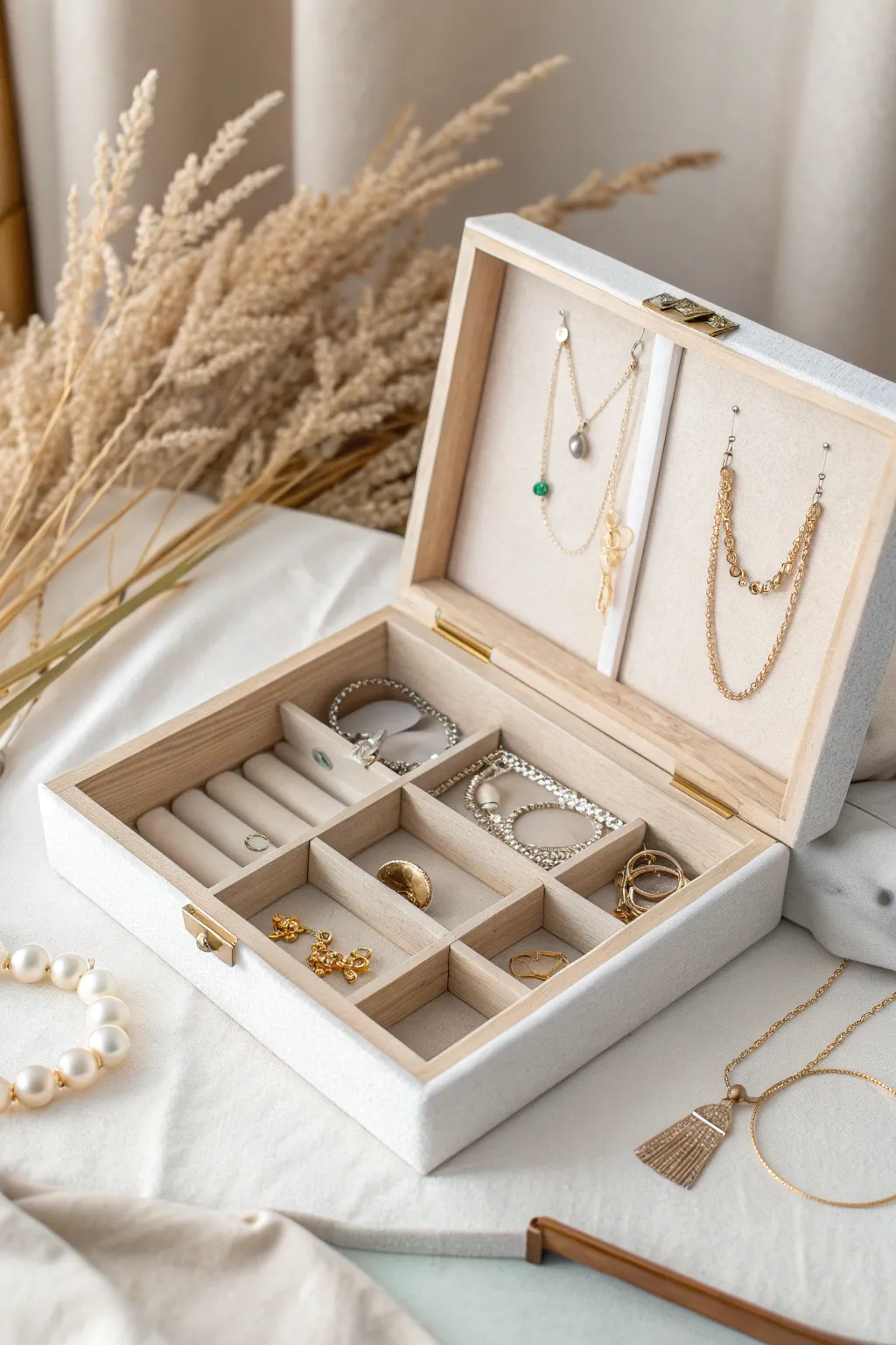 Transform your shoe box into a chic jewelry organizer that embodies minimalist elegance.