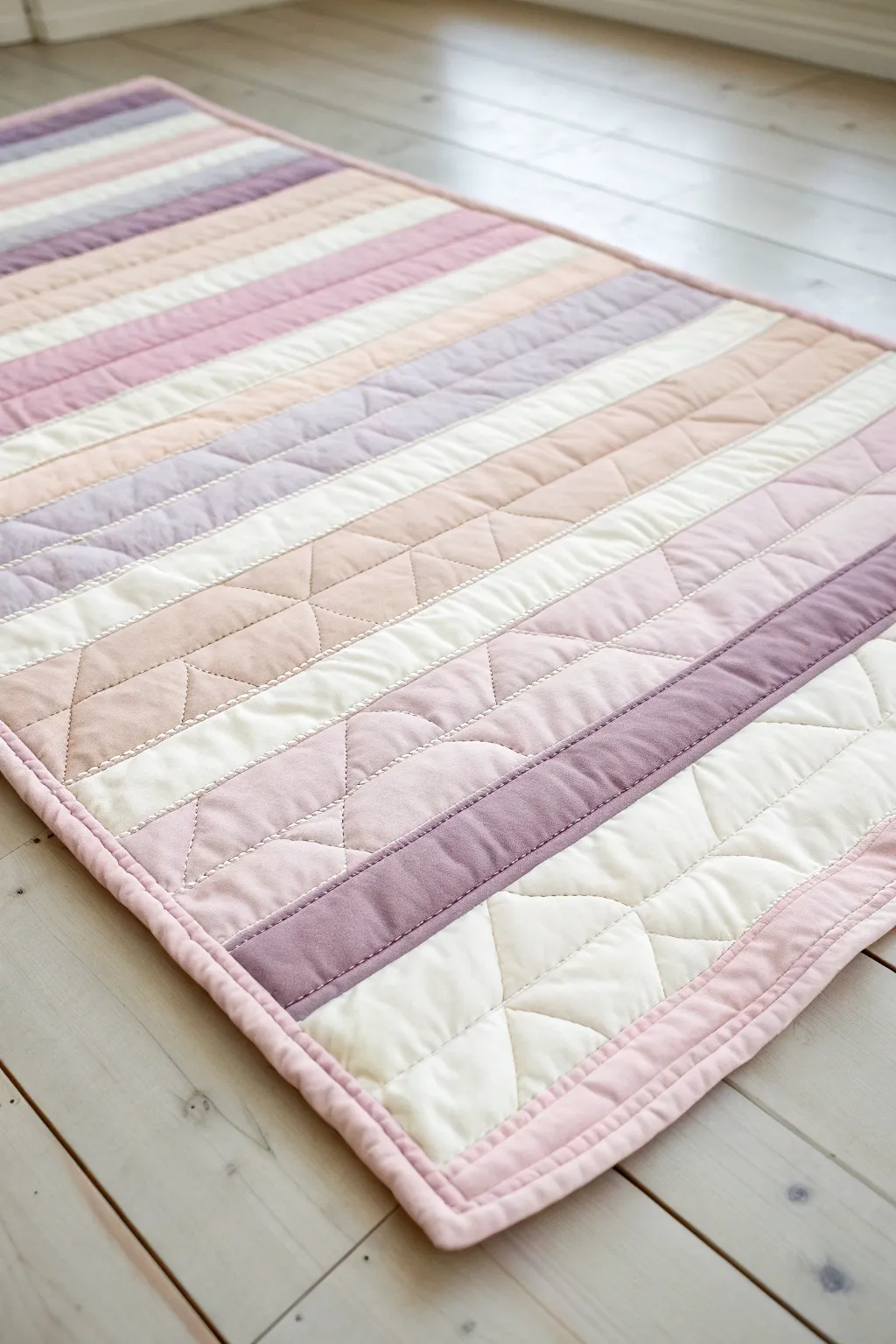 Embrace modern simplicity with this minimalist striped quilt, perfect for a chic nursery.