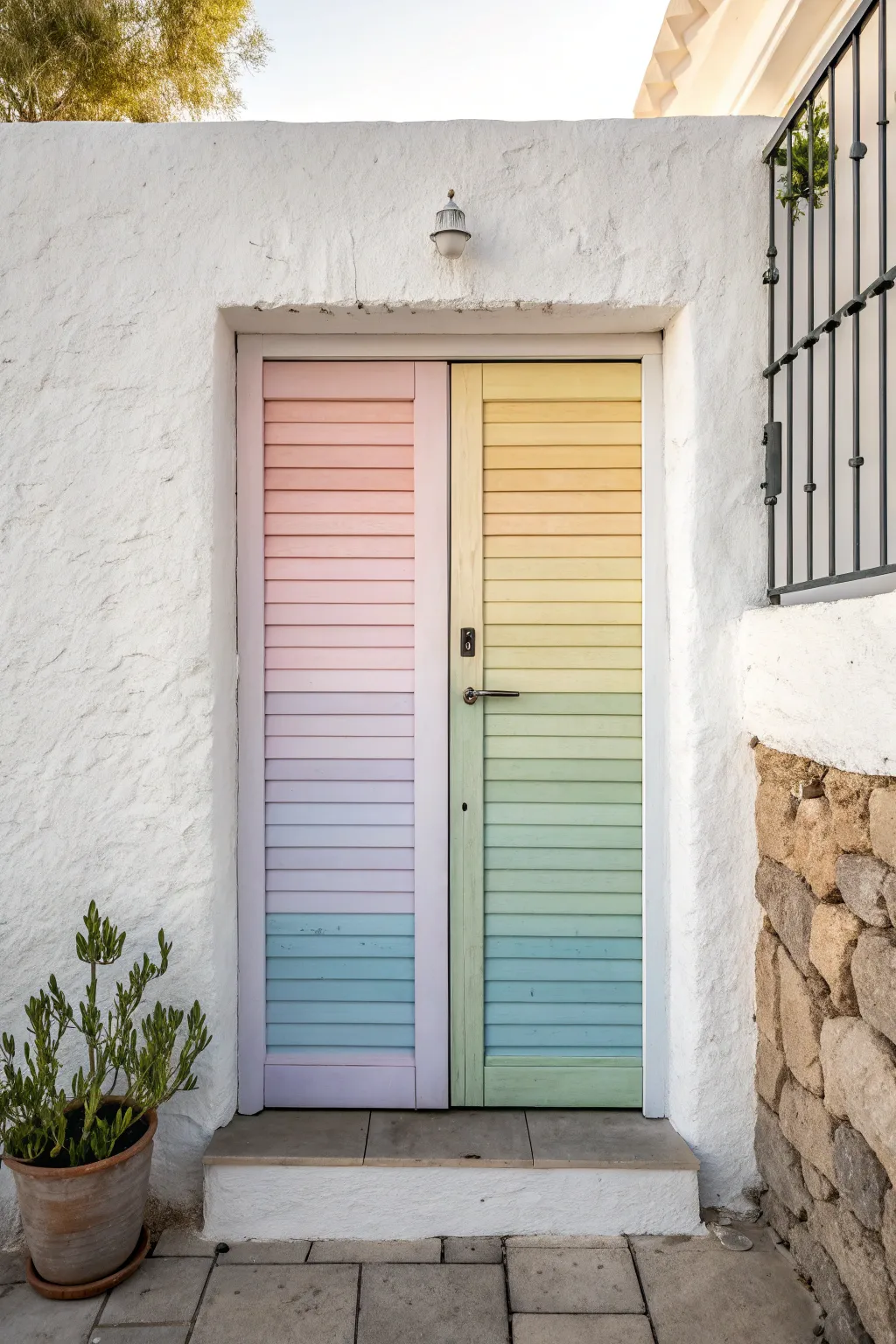 Discover the joy of color with this stunning slat door transformation—where minimalism meets boho charm.