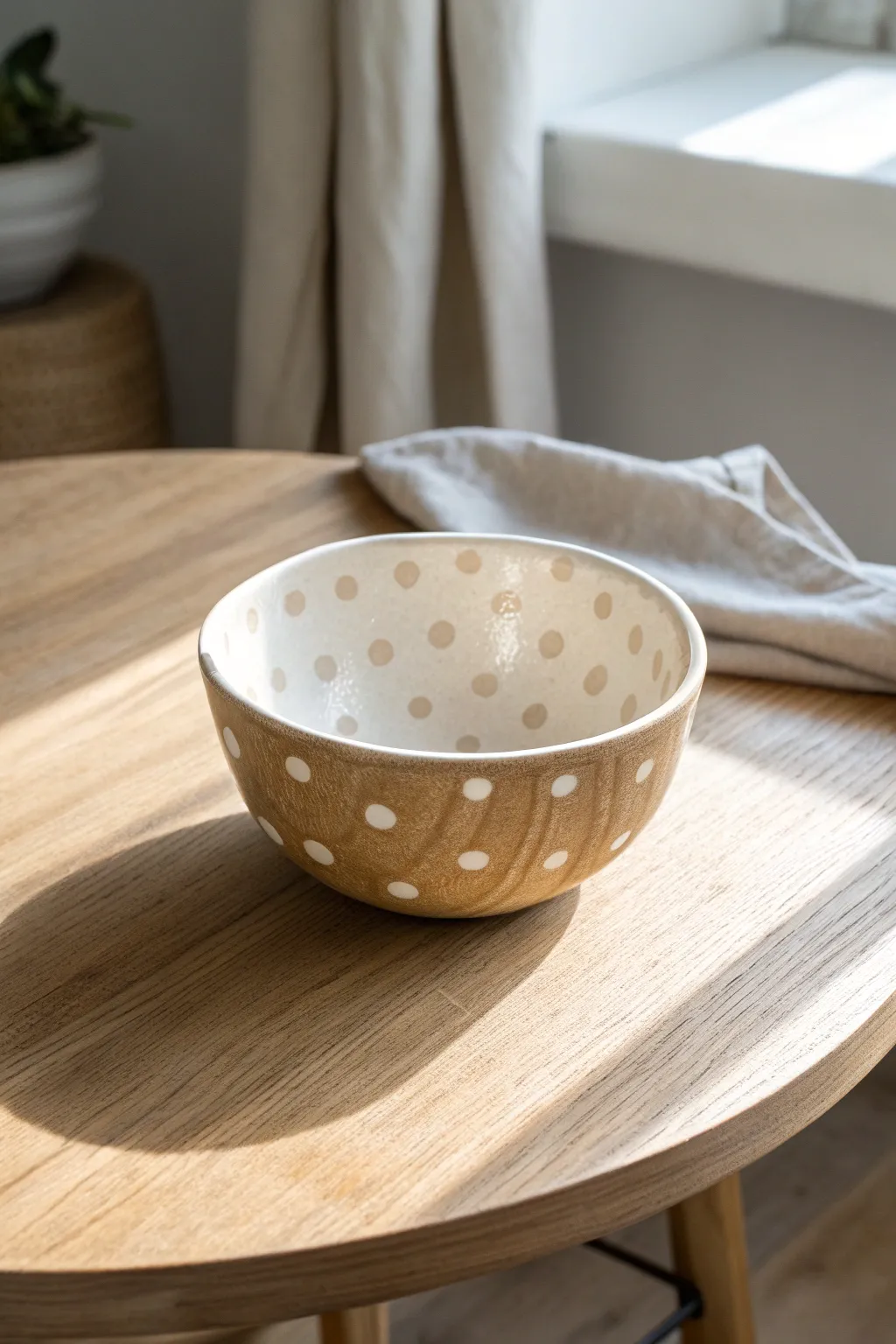 Add a touch of whimsy to your table with playful polka dot pottery.