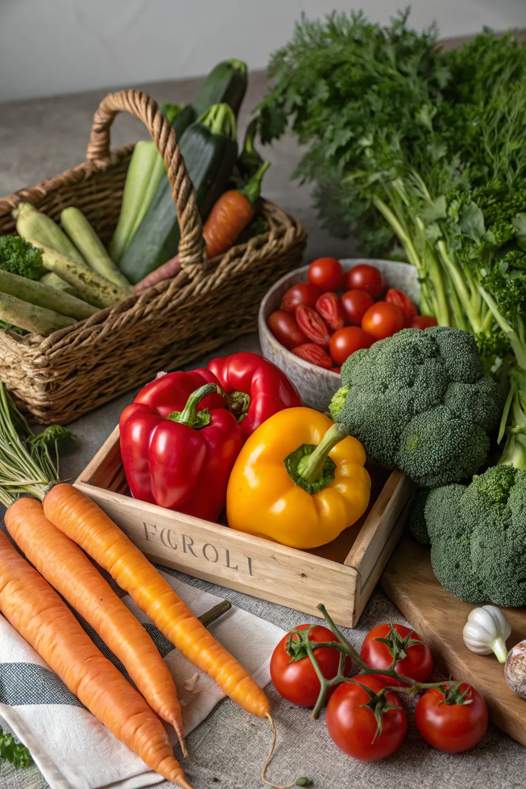 An earthy scene showcasing diverse vegetable textures.