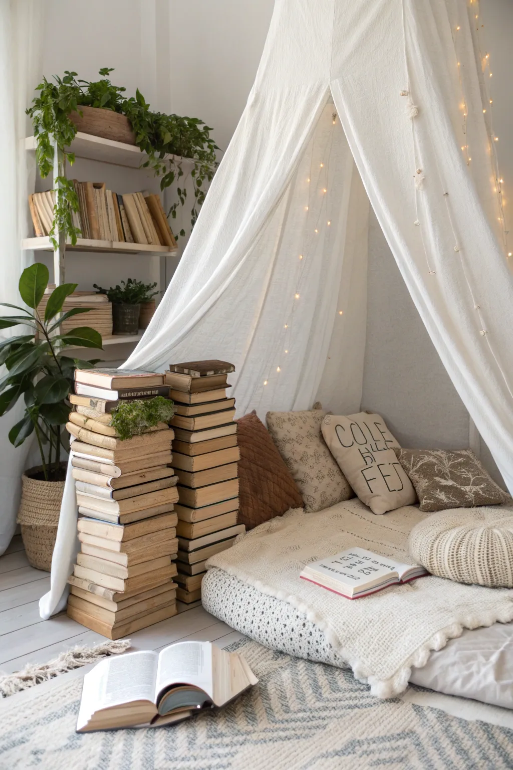 Create your own dreamy book nook fort for the perfect escape into a world of stories and comfort.