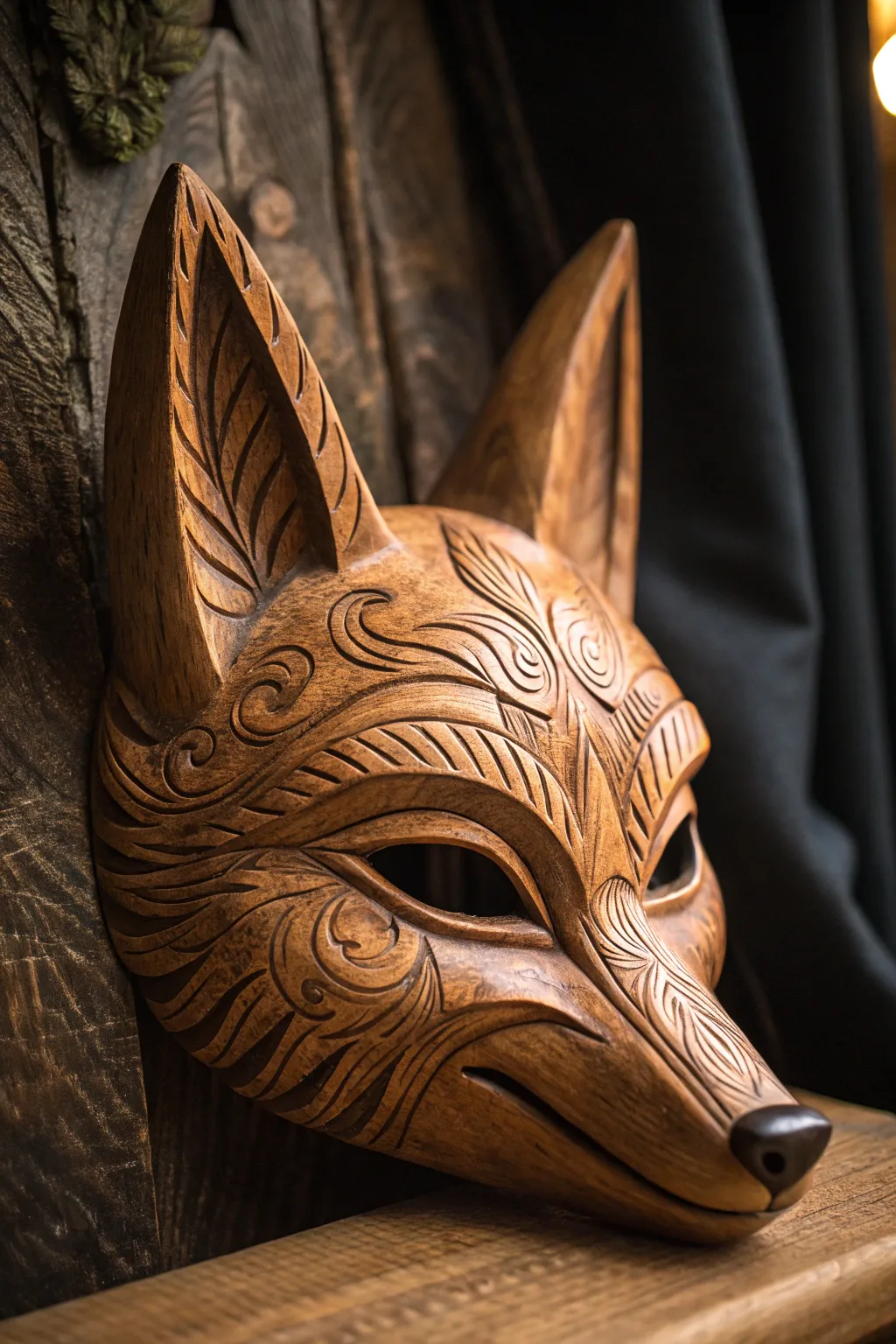 Discover the charm of handcrafted wooden animal masks with this playful fox design, perfect for adding a touch of whimsy to any space.