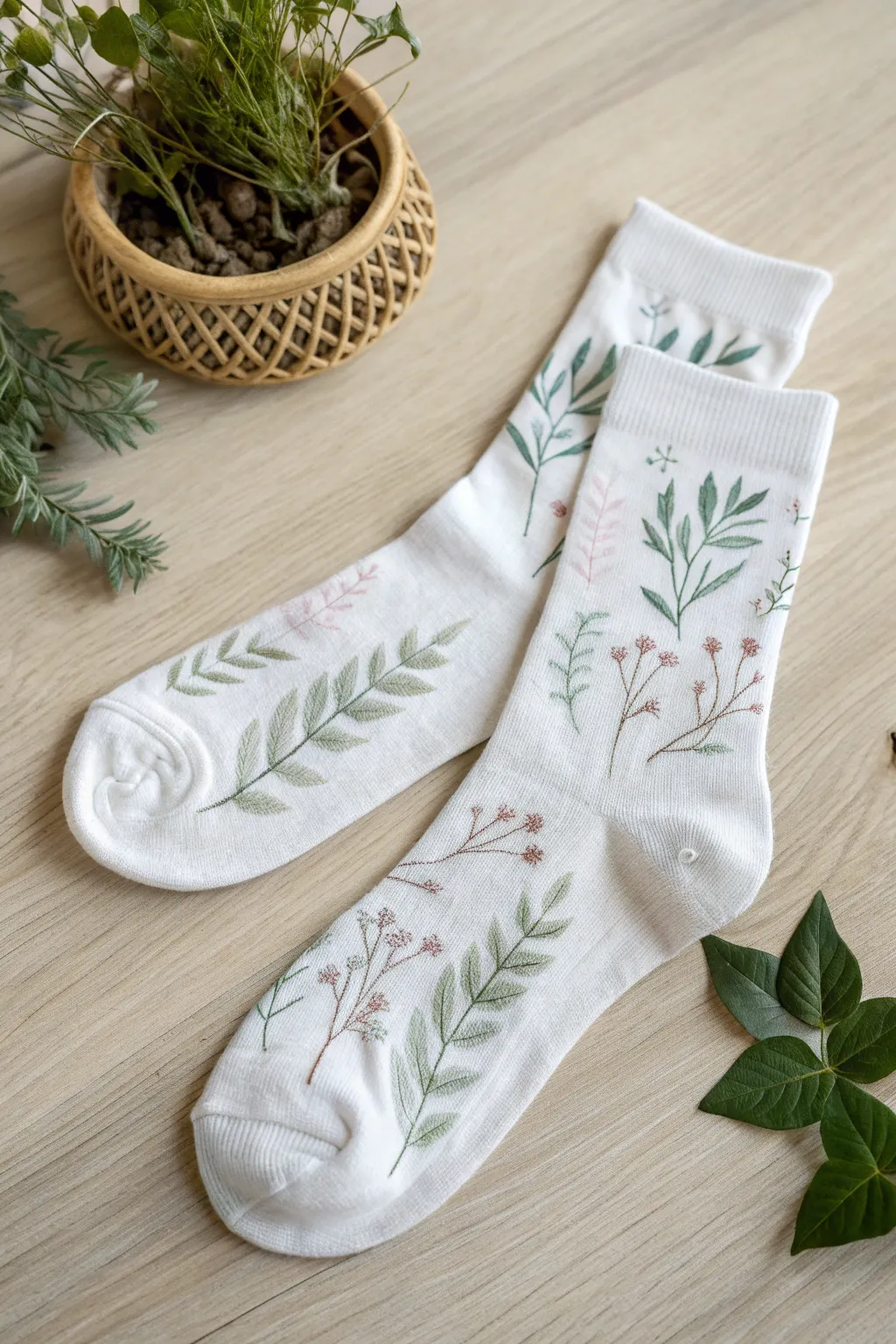 Step into nature with every step – elevate your sock game with hand-painted floral designs!