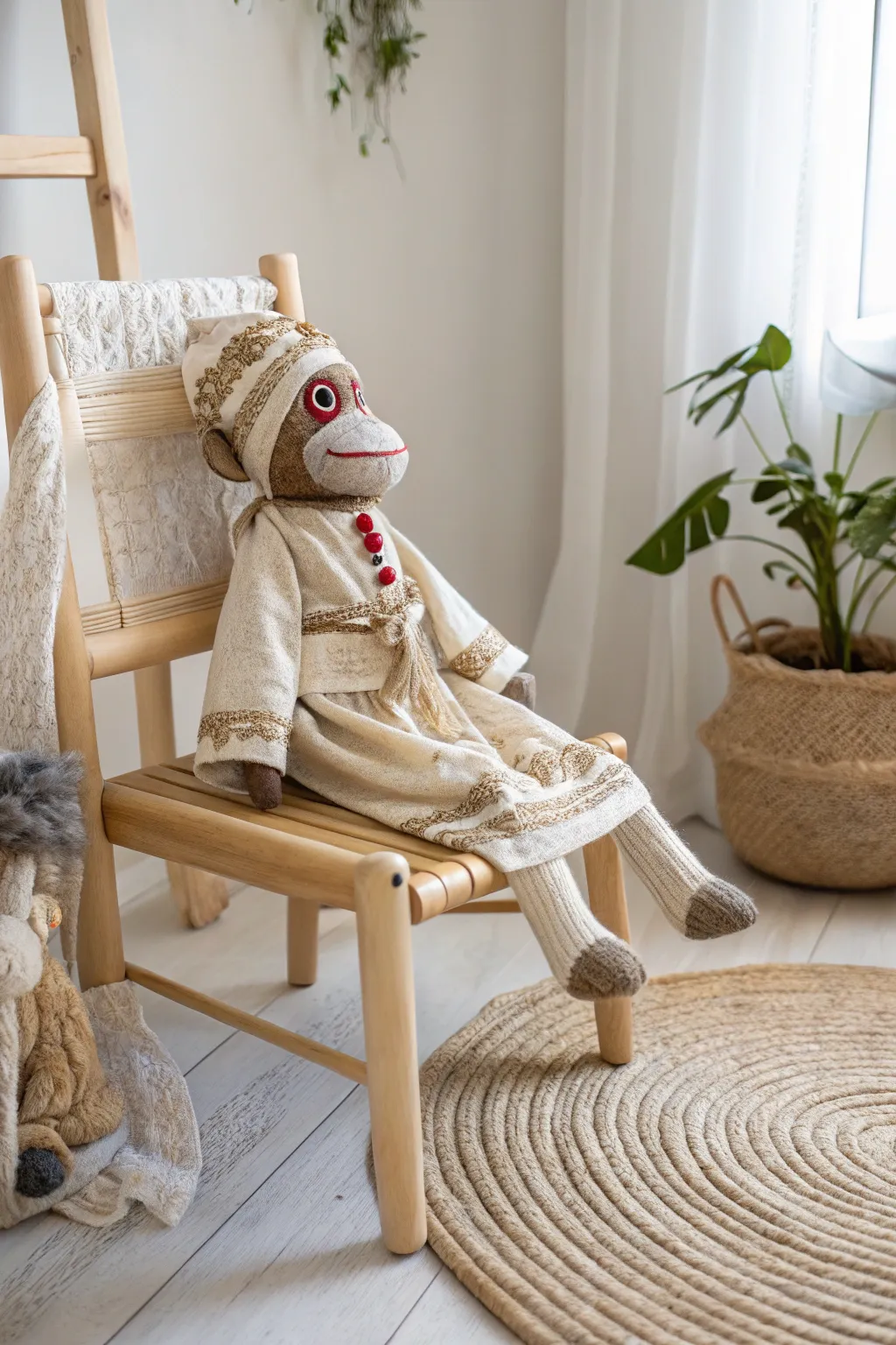 Embrace the charm of handcrafted elegance at your next sock monkey costume party!