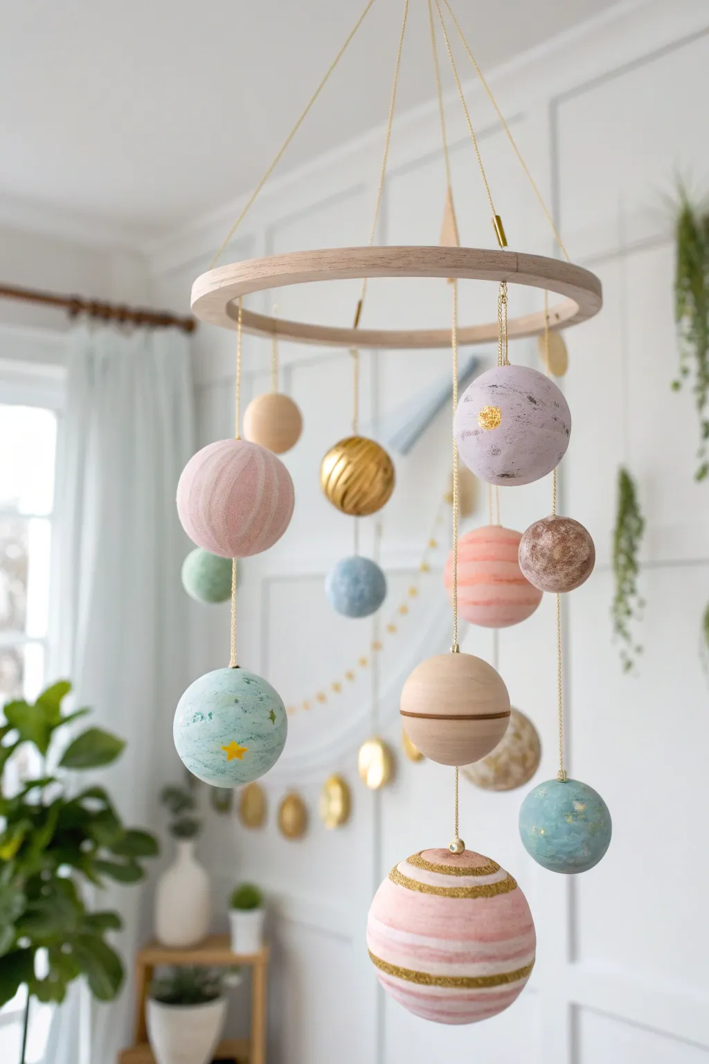 Bring the cosmos to your child's room with this enchanting handmade planet mobile, a perfect blend of learning and decor.