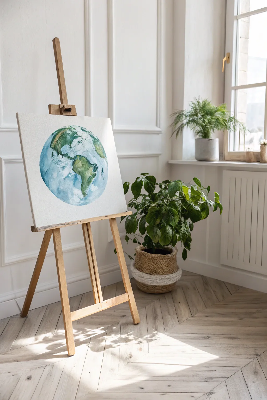 Embrace the serenity of Earth from afar with minimalist elegance.