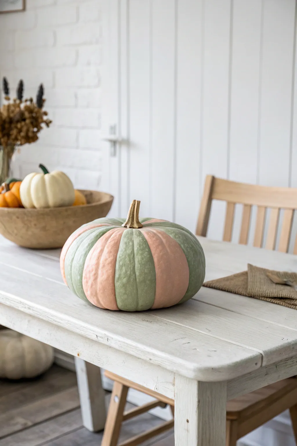 Elevate your autumn decor with color block pumpkins: a modern twist on a seasonal classic.