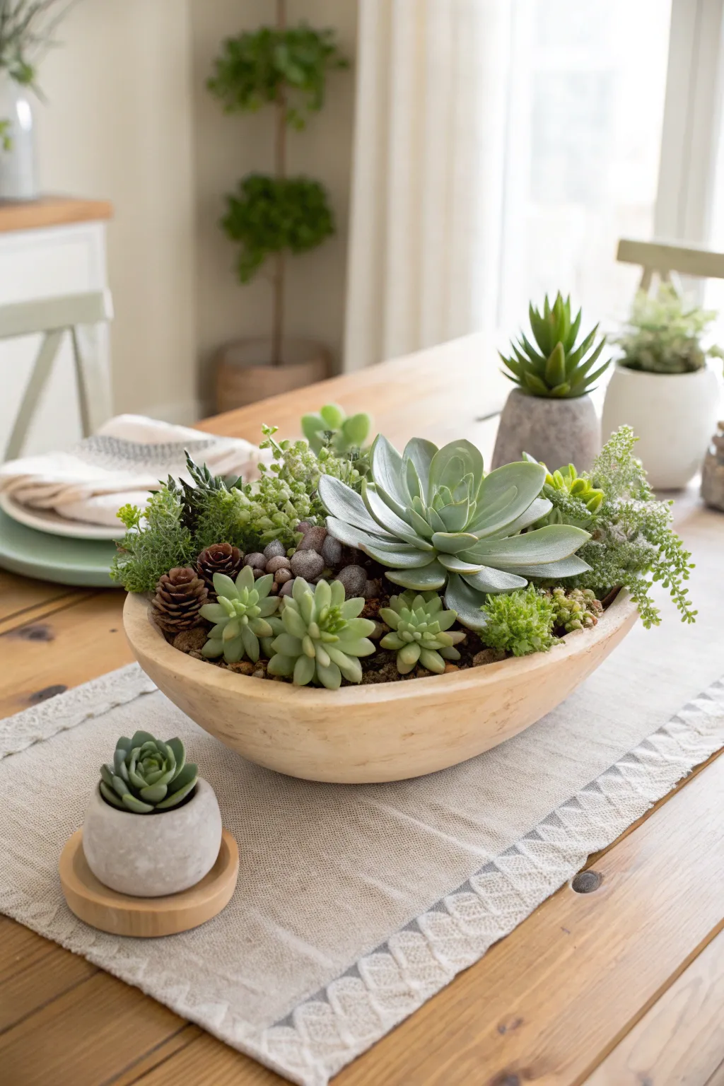 Bring a touch of the desert indoors with a succulent garden, ideal for sunny spots.