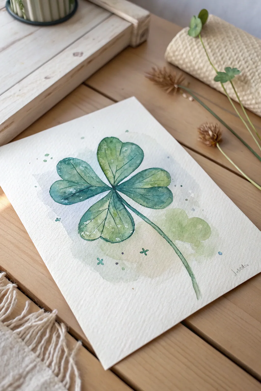 Celebrate creativity with a touch of nature: Watercolor shamrock art blending simplicity and beauty.