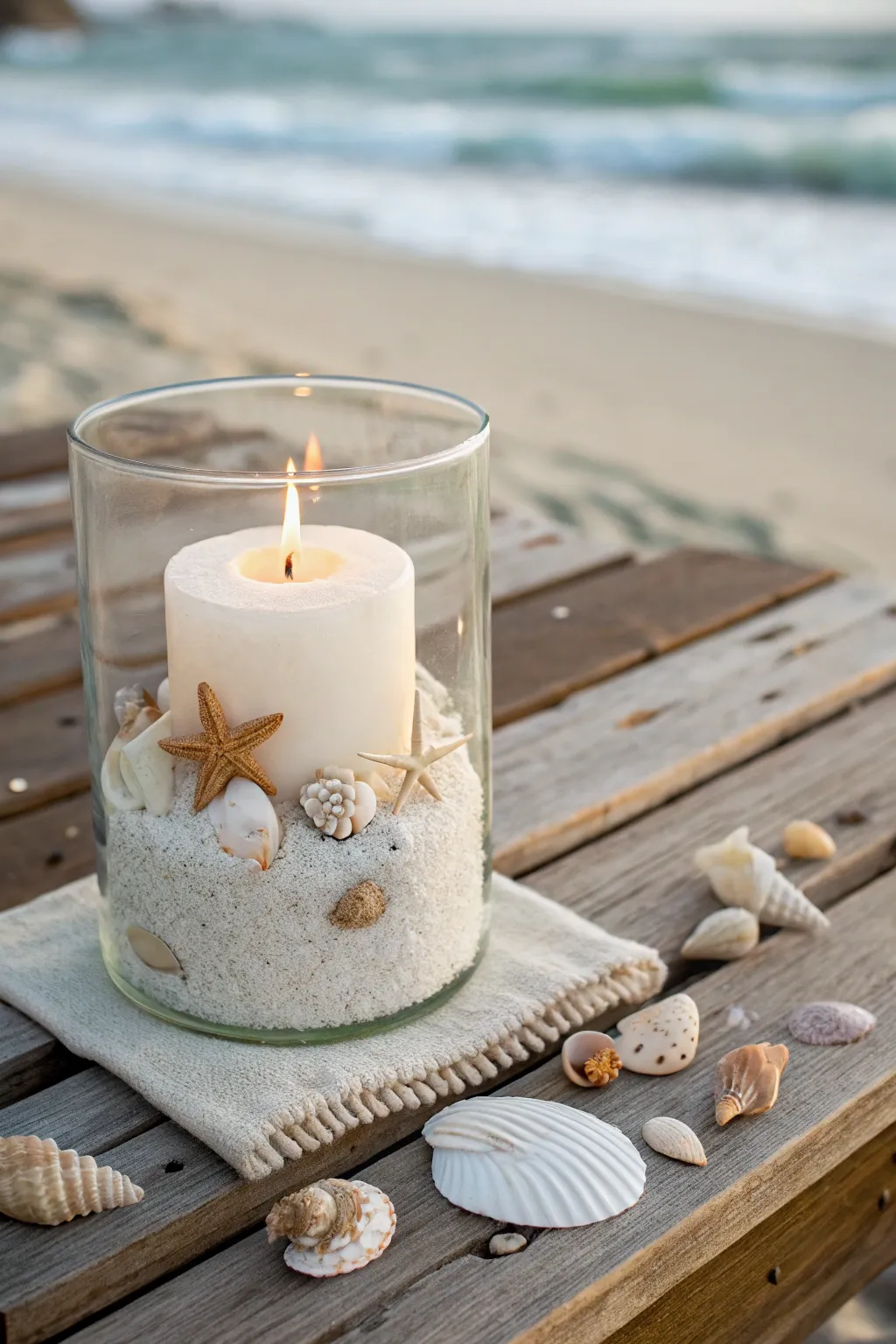 Illuminate your evenings with a touch of the seaside – create your own beachy candle holder!
