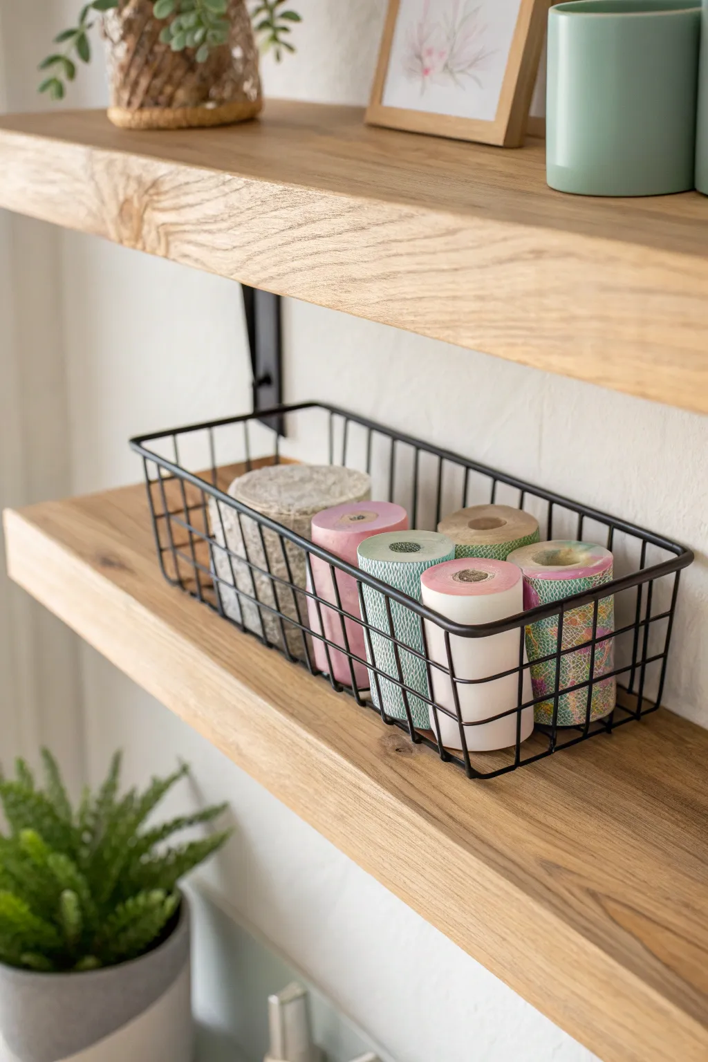 Elevate your storage game with an elegant under-shelf basket—where minimalist Scandinavian design meets boho flair.