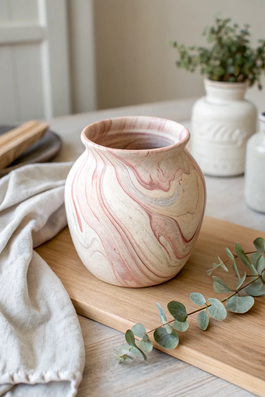 Discover the art of marbling with these unique clay pots—each a masterpiece of color and craftsmanship!