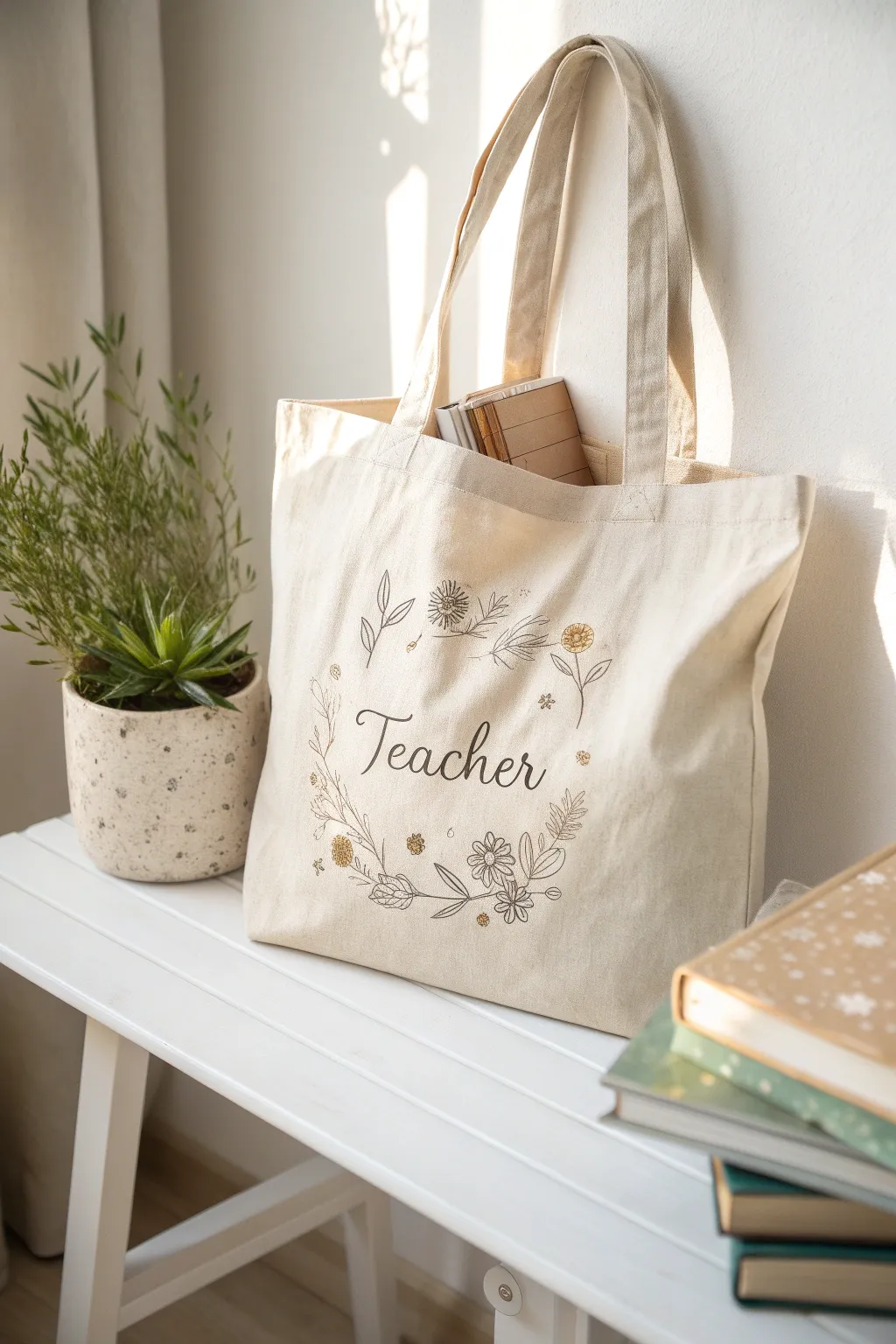 A touch of gratitude: Personalized tote bag for a teacher's everyday elegance.