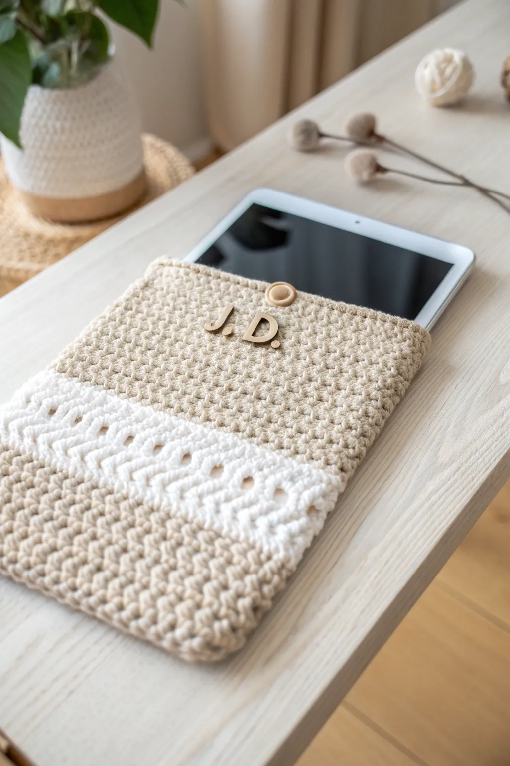 Gift your love with a handcrafted touch – a personalized crochet tablet case!
