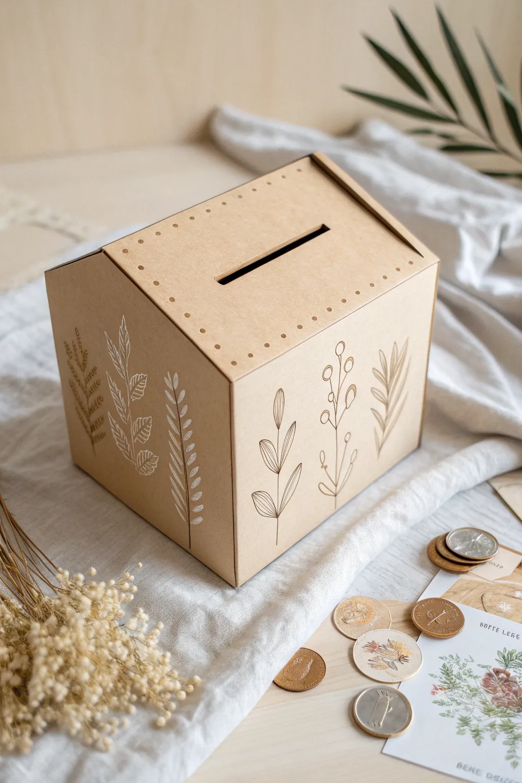 Craft simplicity with charm: Create your own minimalist money box from cardboard!