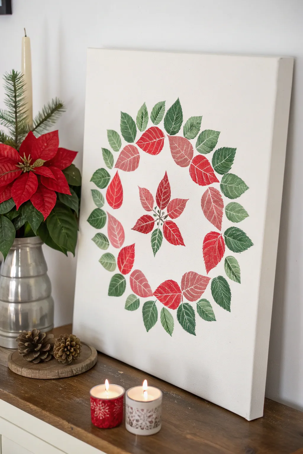 Craft a festive masterpiece with your toddler's touch—Poinsettia Petal Prints for a Scandinavian Christmas!