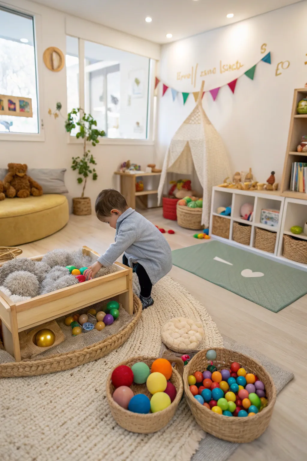 A sensory corner stimulates exploration and curiosity.