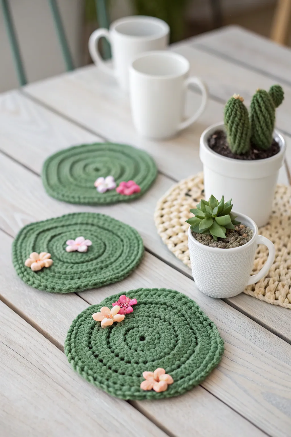 Add a touch of whimsy to your coffee table with these adorable cactus coasters, perfect for summer vibes!