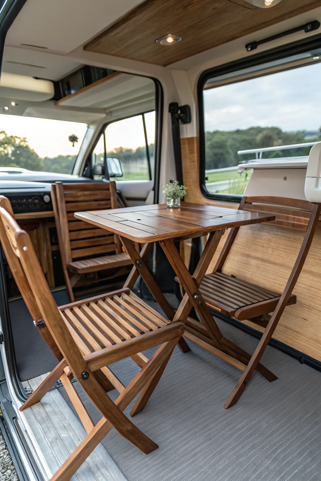 Master craftsmanship meets versatility: foldable furniture for the road.
