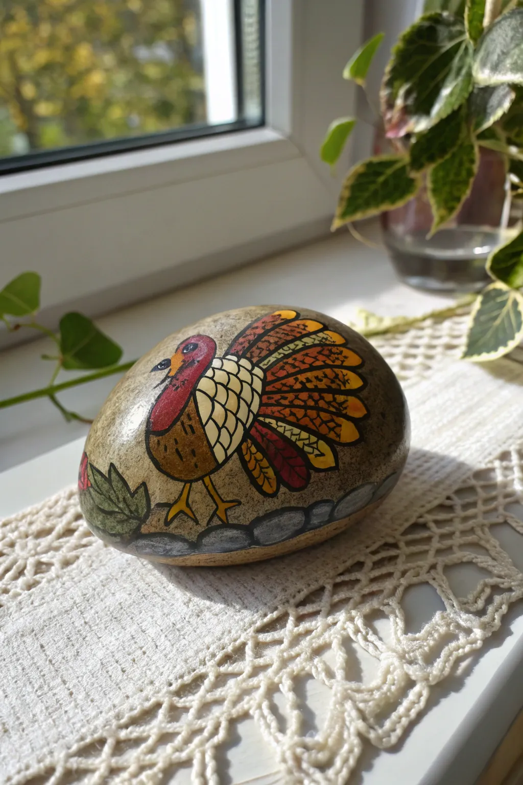 Add a whimsical touch to your space with charming Turkey Rock Art, perfect for nature lovers and minimalists alike.