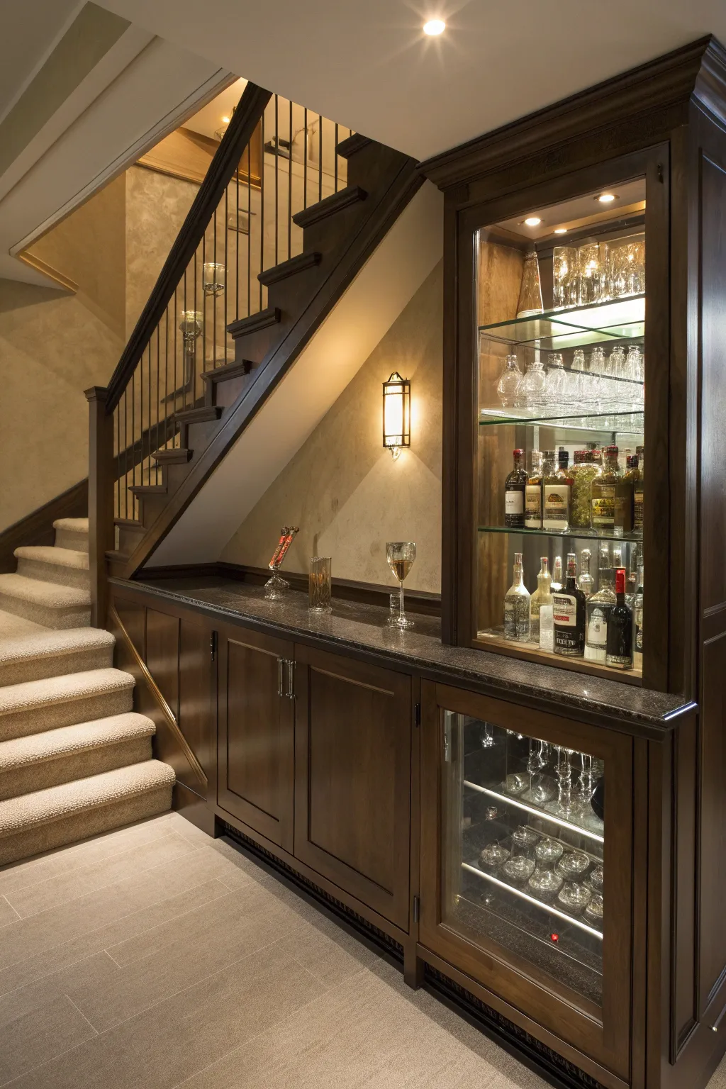 Discover the hidden gem of your home with a secret under-stair bar, where style meets functionality.