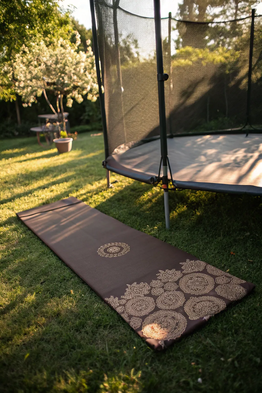 Elevate your practice: Discover tranquility under the trampoline.