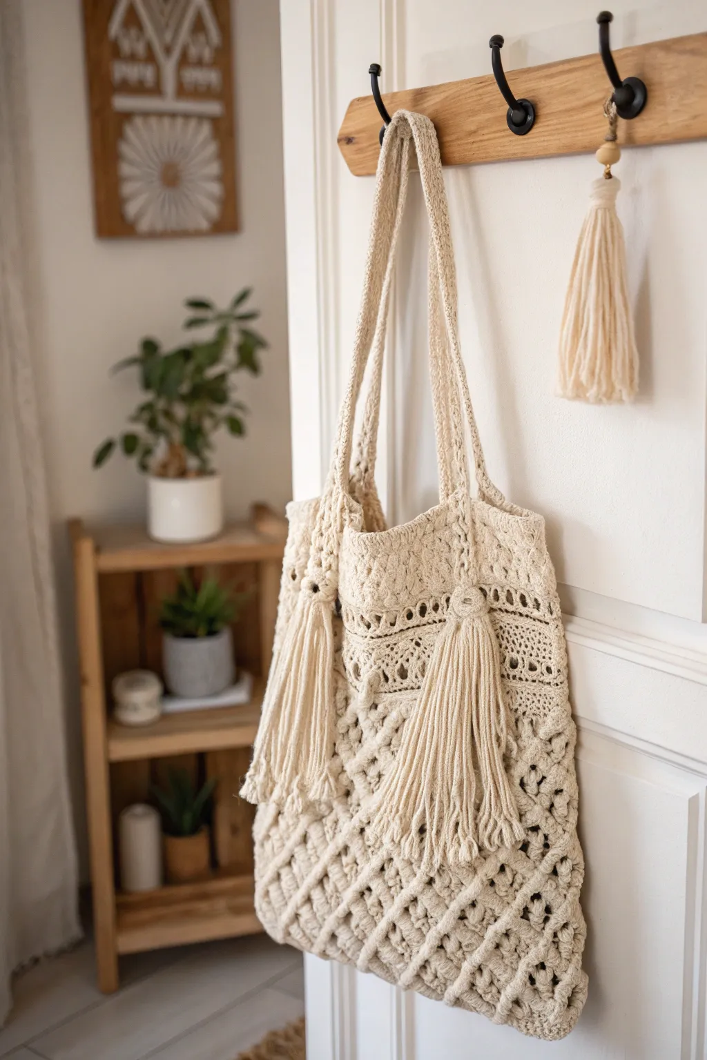 Embrace elegance and sustainability with this unique crochet tote bag, your perfect companion for stylish adventures.