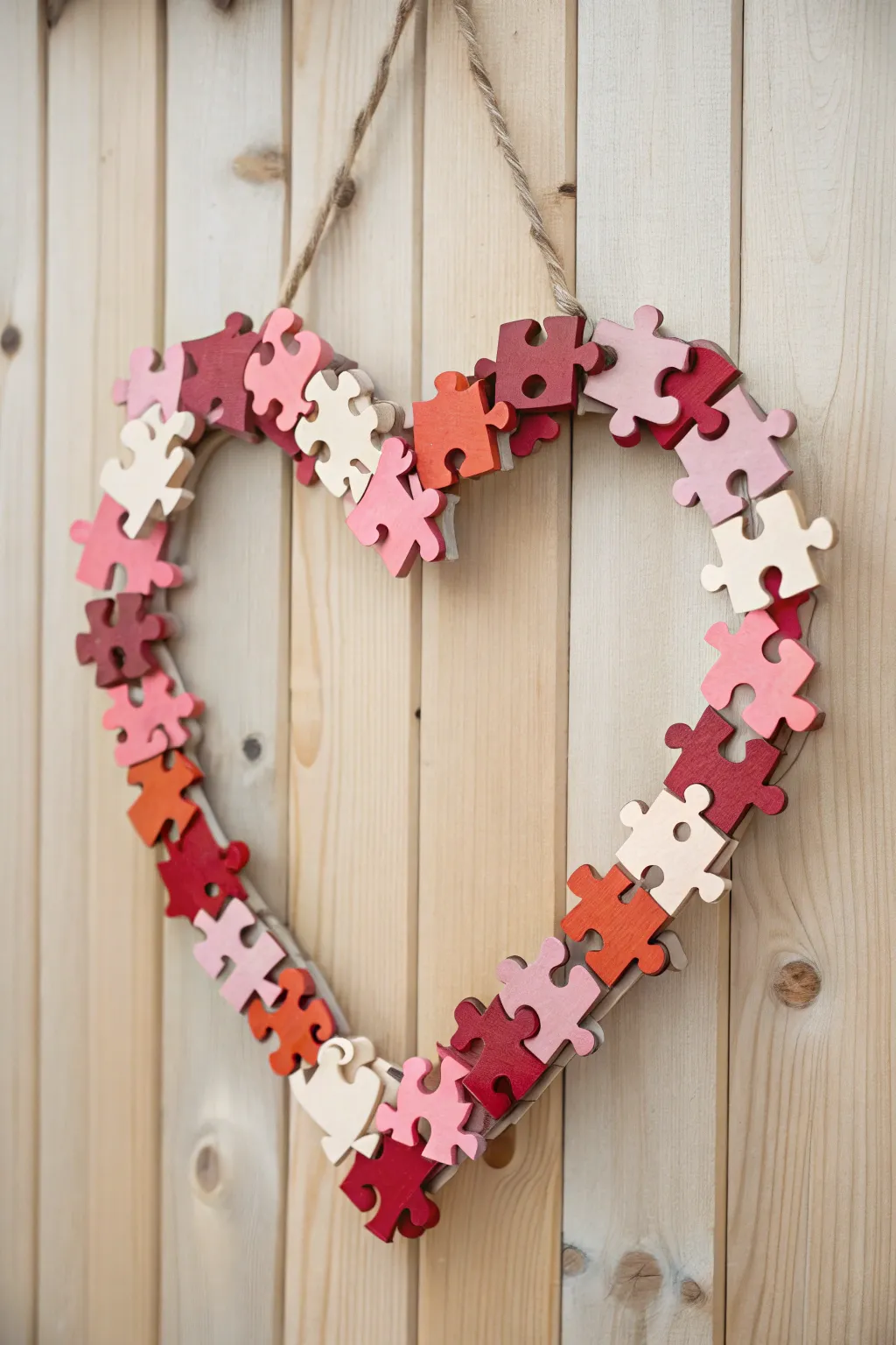 Puzzle pieces of love: A unique Valentine wreath that fits together perfectly.