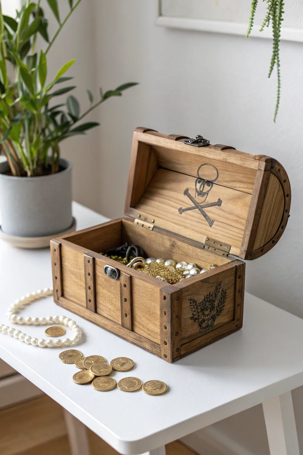 Discover the treasures within this charming pirate chest—perfect for adventurous young hearts!