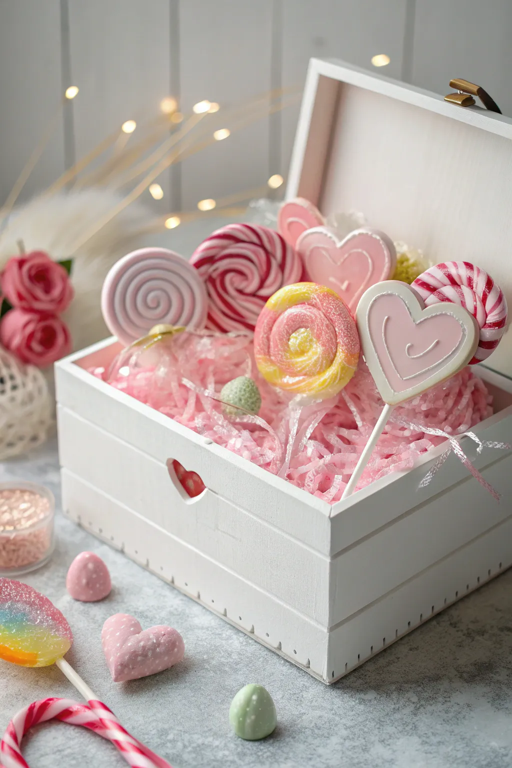 Transform your Valentine's Day box into a candyland dream that captures hearts with its sweet simplicity and artistic flair.