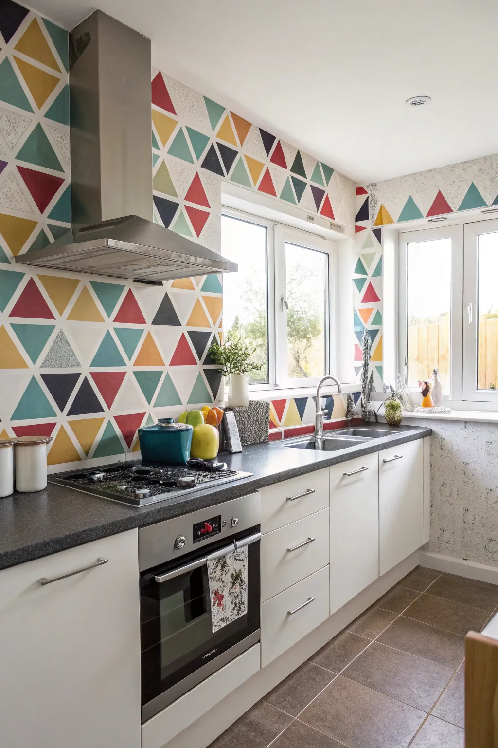 Modernize your kitchen with geometric pattern decals.